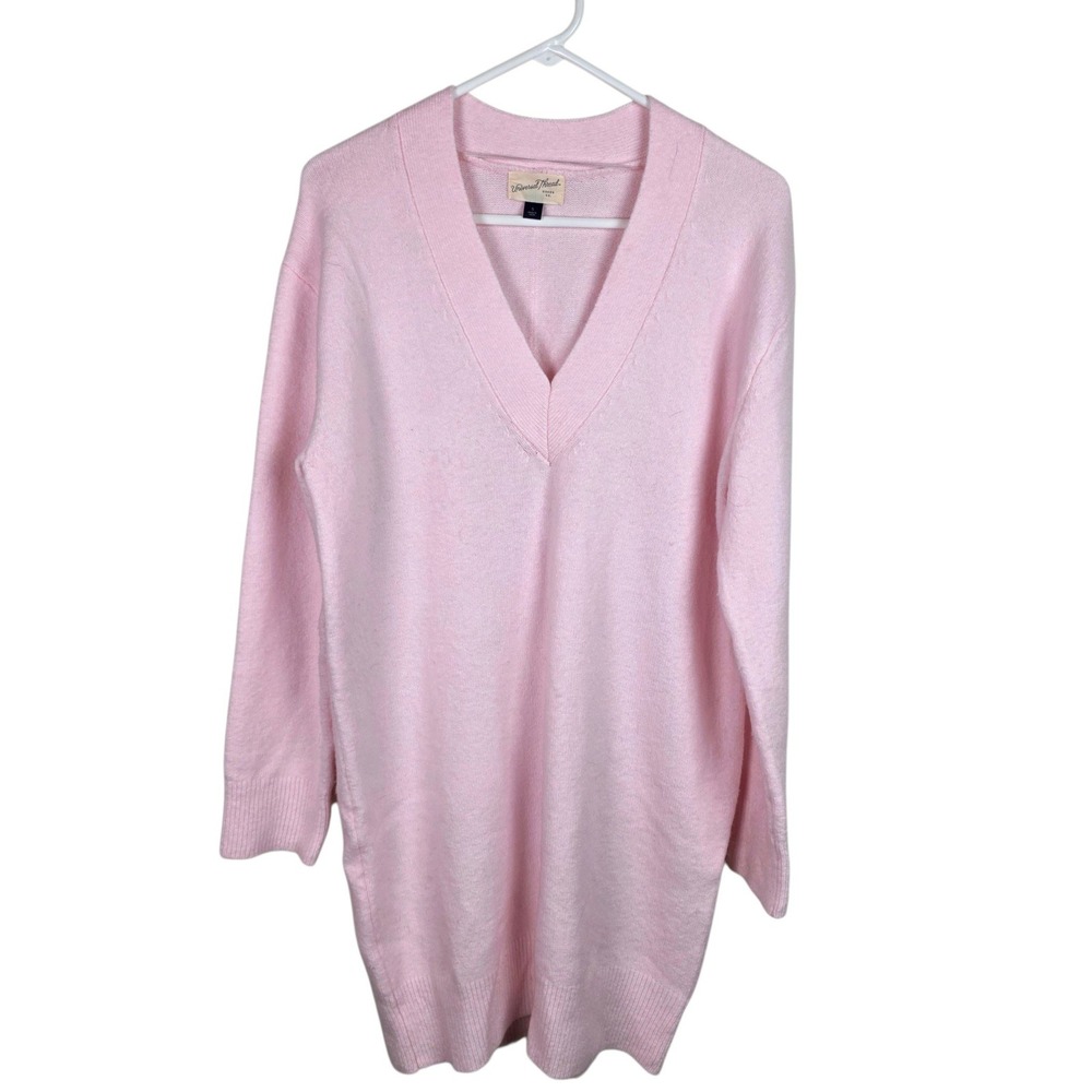 Universal Thread Sweater Dress Women S Pink Good V-Neck Oversized Long Sleeve